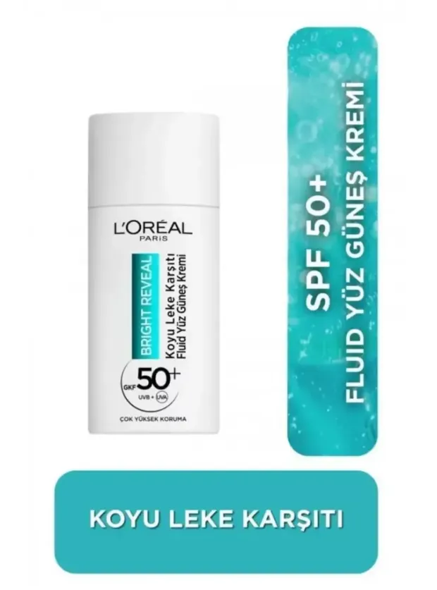 Loreal Paris Bright Reveal Spf 50+ Koyu Leke Karşıtı Fluid Yüz Güneş Kremi 50ml