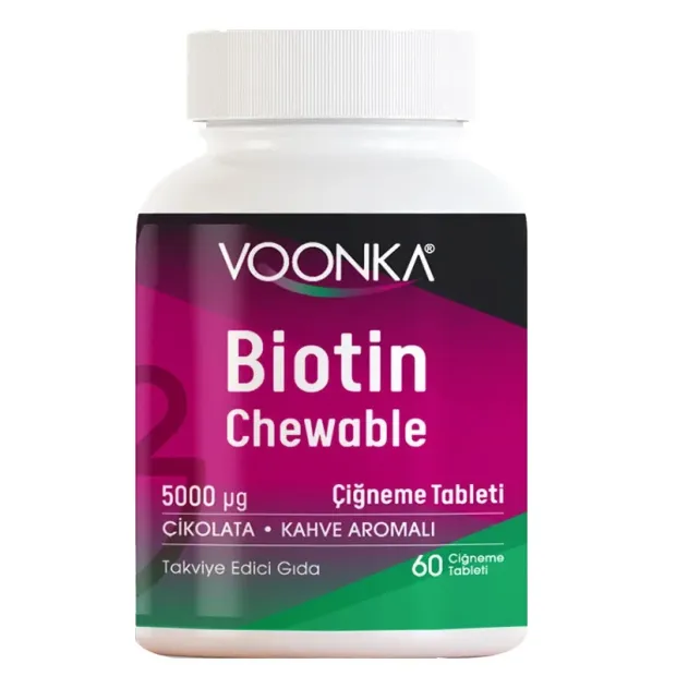 Voonka Biotin Chewable Takviye Edici Gıda 5000 mg 62 Tablet