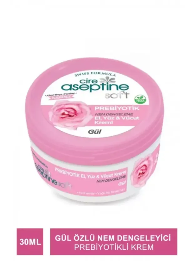 Cire Aseptine Soft Gül Özlü Nem Dengeleyici ve Besleyici Prebiyotikli Krem 30 ml