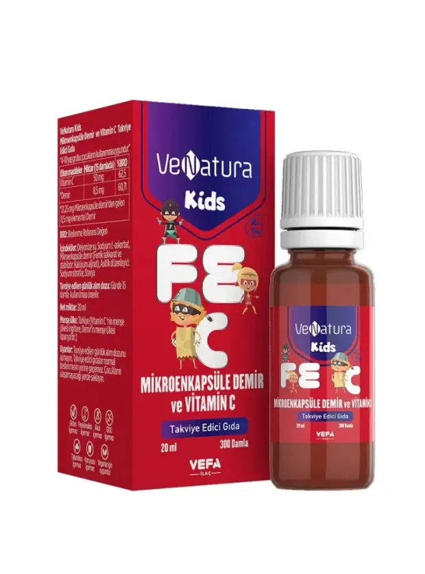VeNatura Kids Mikroenkapsüle Demir ve Vitamin C Takviye Edici Gıda 20 ml