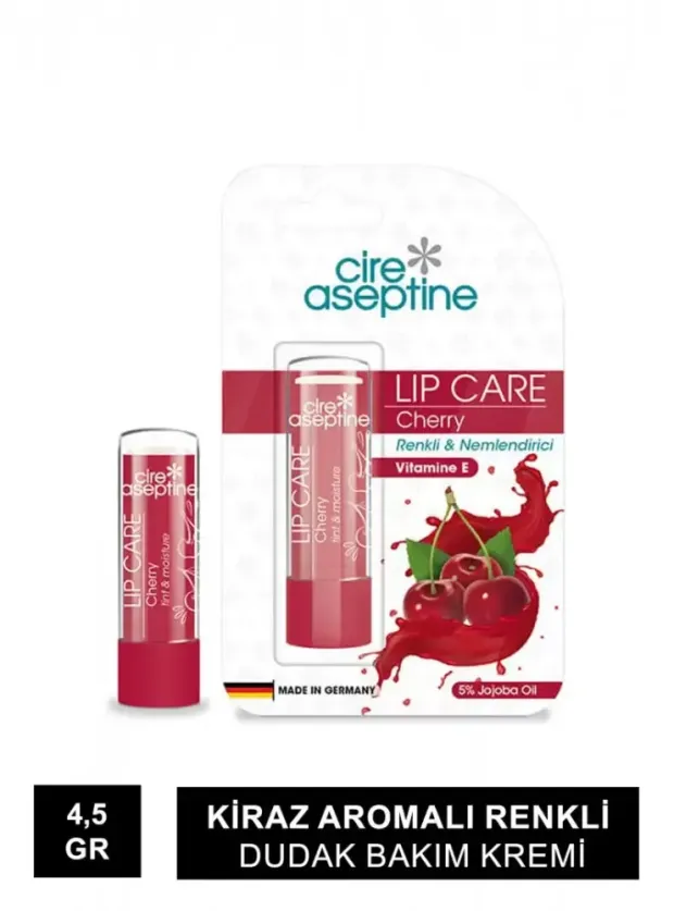 Cire Aseptine Kiraz Aromalı Renkli Dudak Bakım Kremi 4|5gr