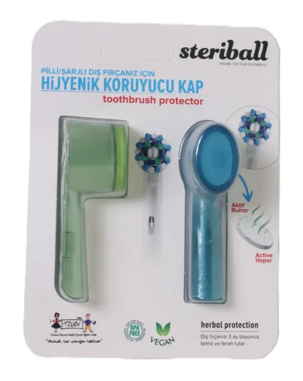 Steriball Elektrikli & Pilli Diş Fırçaları İçin Koruma Kabı 2'li - Mavi Yeşil