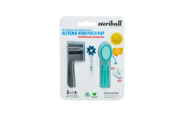 Steriball Elektrikli & Pilli Diş Fırçaları İçin Limon Aromalı Koruma Kabı 2'li - Turkuaz Siyah