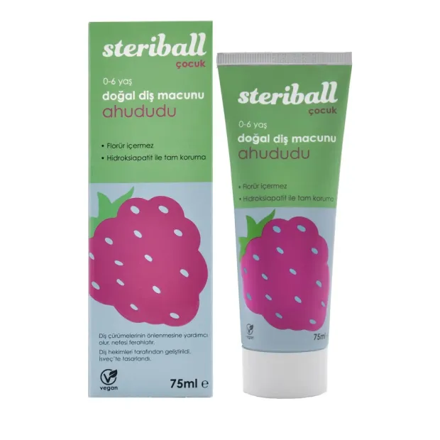Steriball Çocuk Doğal Diş Macunu Ahududu Aromalı 75 ml