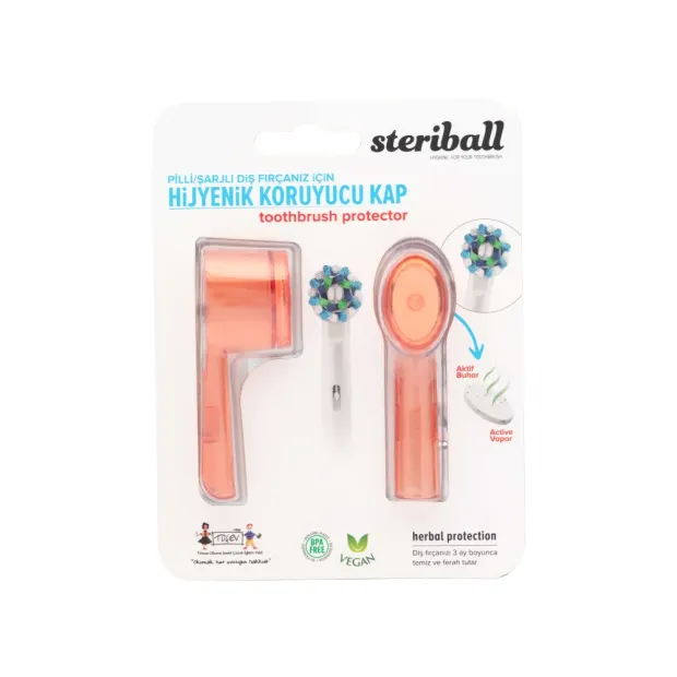 Steriball Elektrikli & Pilli Diş Fırçaları İçin Koruma Kabı 2'li - Turuncu