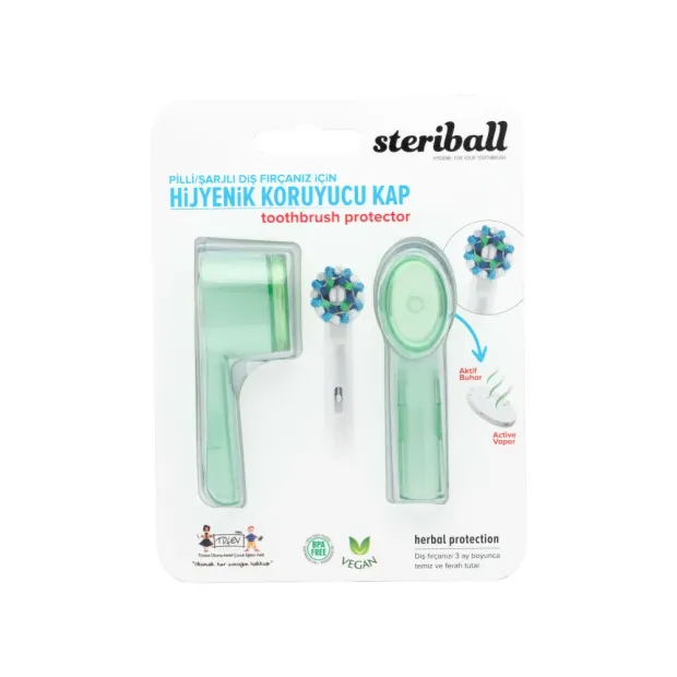 Steriball Elektrikli & Pilli Diş Fırçaları İçin Koruma Kabı 2'li - Yeşil