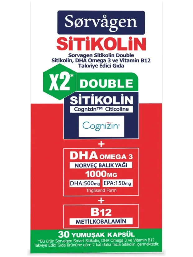 Sorvagen Double Sitikolin DHA 30 Kapsül