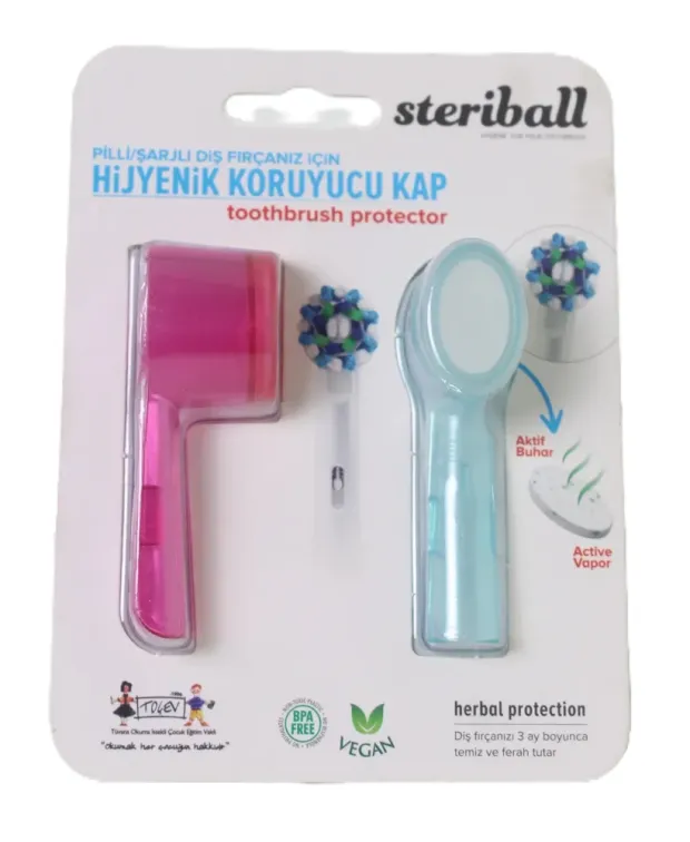 Steriball Elektrikli & Pilli Diş Fırçaları İçin Koruma Kabı 2'li - Pembe - Açık Mavi