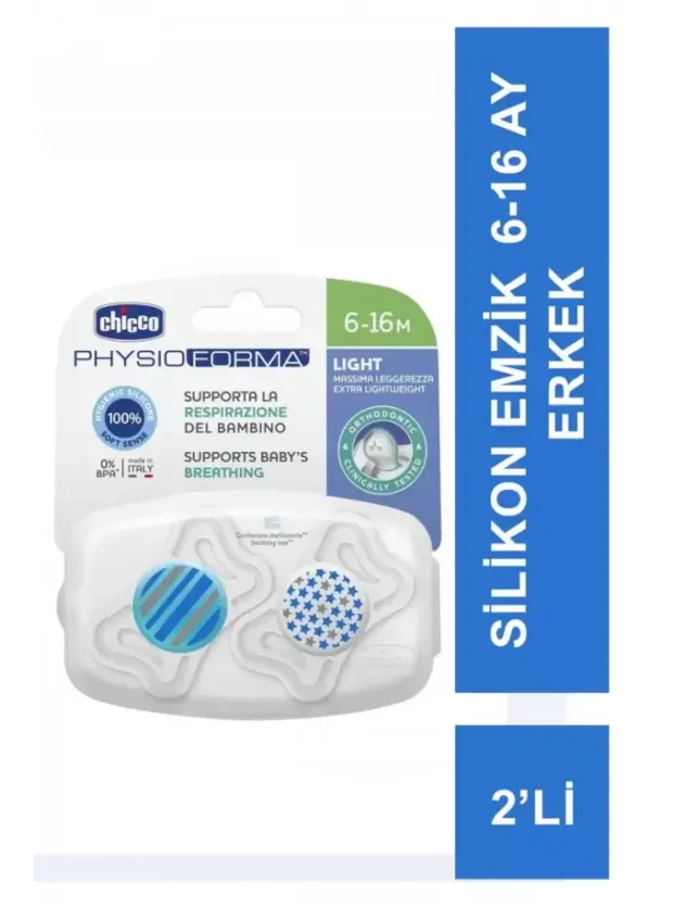 Chicco PhysioForma Light Silikon Emzik 2li 6-16 Ay Erkek